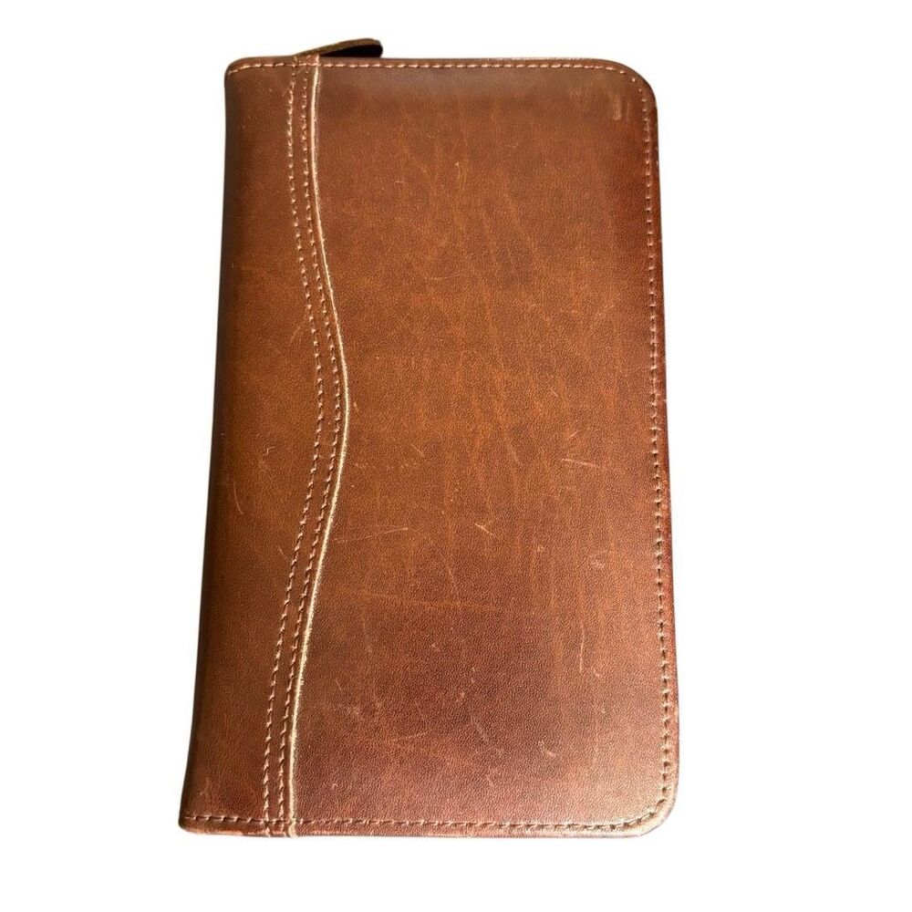 Day-Timer 7 1/2” x 4 1/2” Brown Genuine Leather Planner